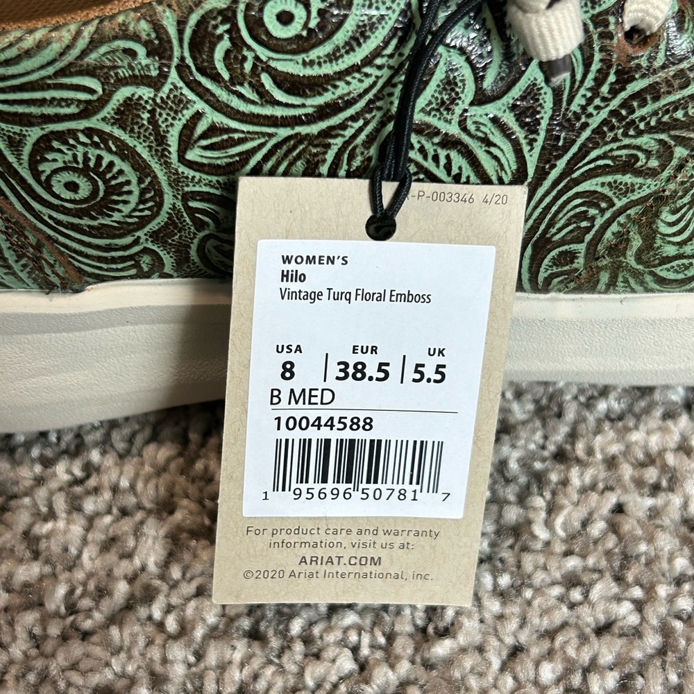 NEW with tags Ariat Green/Mint Green Paisley Flower Shoes - Picture 3 of 6